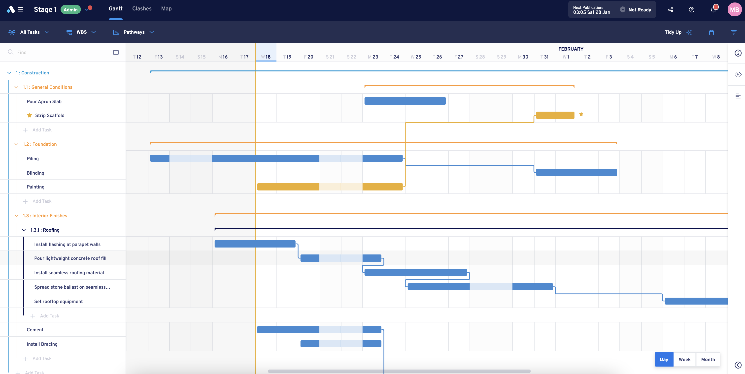 Milestones in Aphex construction scheduling software